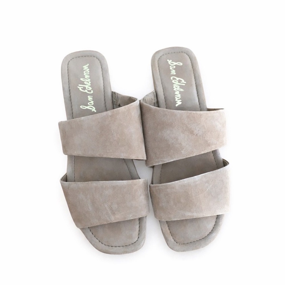 Sam Edelman Taupe Suede Double-Band Slide Sandals